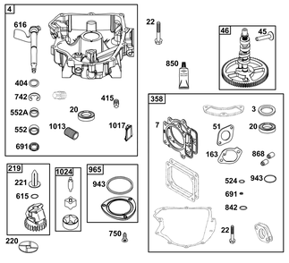 Crankcase Cover/Sump Group Diagram and Parts List for 40N877-0085-B5  Briggs and Stratton Engine